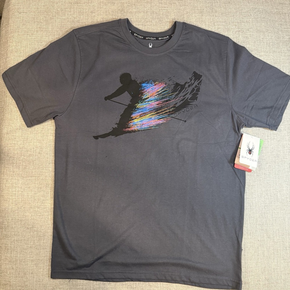 Spyder Men's XL Graphic T Shirt NWT Gray Ski Mountain Logo Tee New